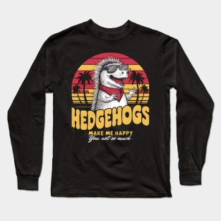 Amusing hedgehog design in retro vintage sunset style. Funny Long Sleeve T-Shirt